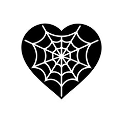 spider web heart icon on white background