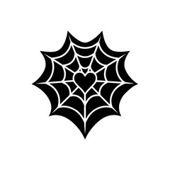 spider web heart icon on white background