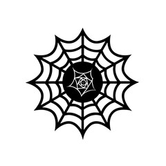 spider web with rose silhouette on white backgroun.svg