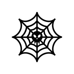 spider web with skull icon on white background  