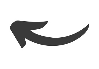 Curved arrow pointing left isolated on transparent background