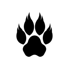 werewolf paw print silhouette on white background  