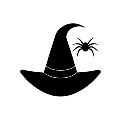 witch hat with spider icon on white background 
