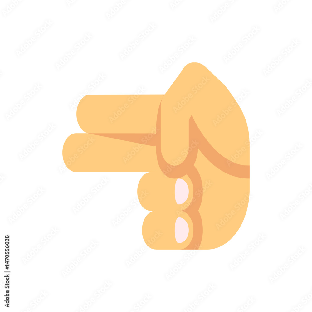 Poster illustration of a hand gesture with two fingers extended pointing to the left on a white background 