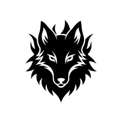 wolf head with flames vector on white background  .svg