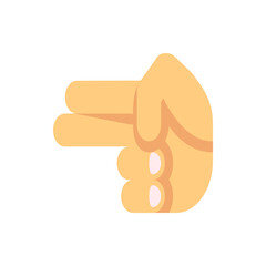 Illustration of a hand gesture with two fingers extended pointing to the left on a white background view