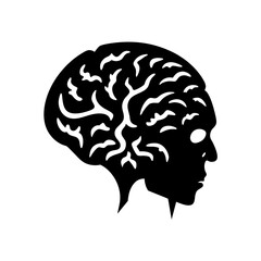 zombie brain silhouette on white background  .svg