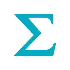 Illustration of a turquoise sigma symbol with a white background in a simple and clean design style