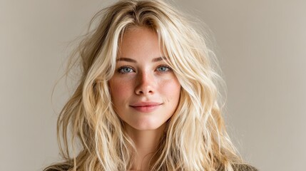 Naklejka premium Portrait of a beautiful blonde woman smiling, isolated on background