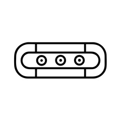 Obraz premium minimalist black line icon of electric power strip with three sockets, surge protector or extension cord symbol, outline vector illustration for electricity