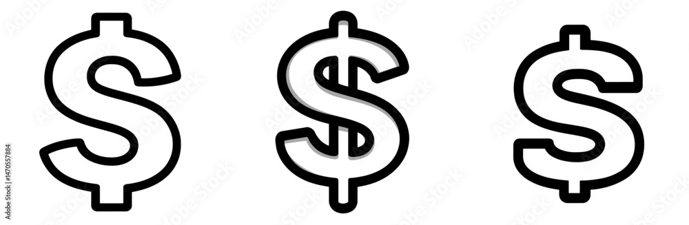 Poster symbols representing currency in a simple, minimalistic style suitable for various digital applicati