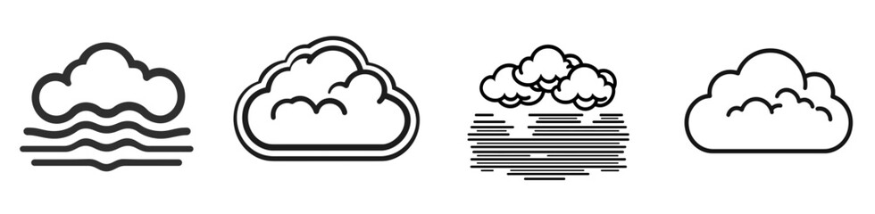 Fototapeta premium Cloud icons representing various weather phenomena in minimalistic design suitable for web and app use