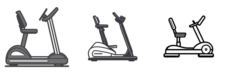 Variety of elliptical machines showcased in a simple 2D icon design for fitness enthusiasts and gym owners