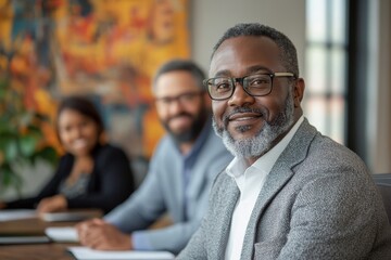 business businessman office mature middle aged meeting man portrait corporate manager black created using ai technology