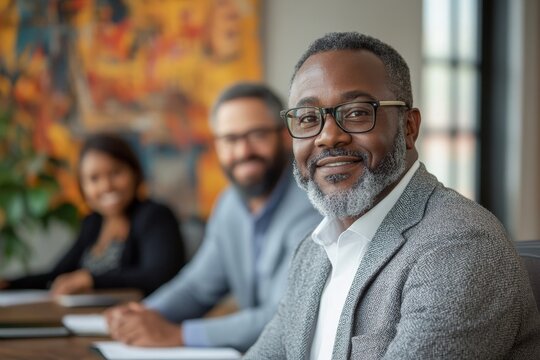 business businessman office mature middle aged meeting man portrait corporate manager black created using ai technology