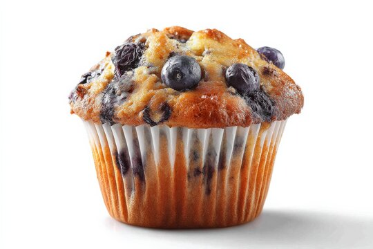A delicious blueberry muffin, freshly baked and ready to enjoy.
