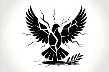 Abstract Black and White Bird Illustration: Symbol of Freedom and Resilience in Modern Vector Art