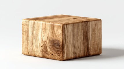 Minimal wooden podium, empty display, isolated on white background