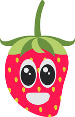 Strawberry Cartoon with Smiling Expression