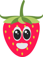 Strawberry Cartoon with Smiling Expression