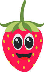 Strawberry Cartoon with Smiling Expression