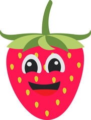 Strawberry Cartoon with Smiling Expression