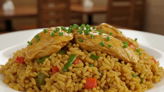 Chicken and rice recipe easy healthy delicious dinner lunch plate meal food photography restaurant style dish
