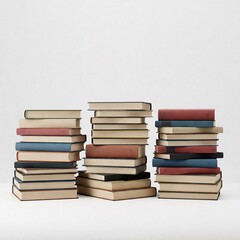 Stack of colorful books, reading material, education, knowledge, literature.