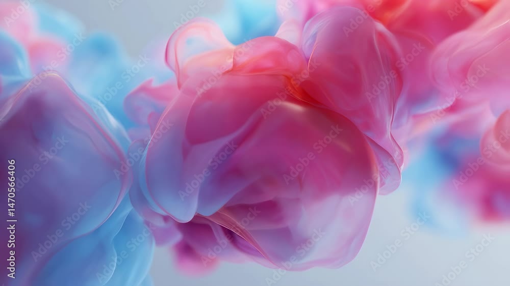 Aufkleber flowing pink and blue paint motion creating smooth shapes. swirling ink dissolving underwater. abstr