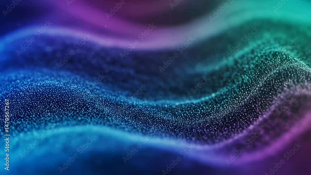 Poster abstract blue purple background with flowing particles. digital wave, modern technology, futuristic 