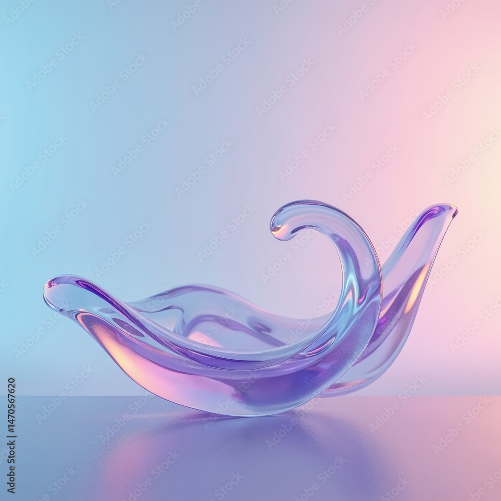 Aufkleber abstract sculpture smooth glass wave. gradient background with colorful reflections. concept of liqu