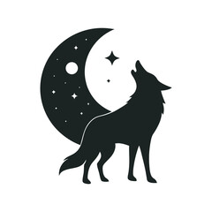Wolf Moon Crater Silhouette Art