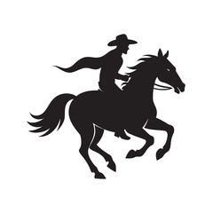 Cowboy on galloping horse silhouette
