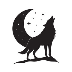Wolf Moon Crater Silhouette Art
