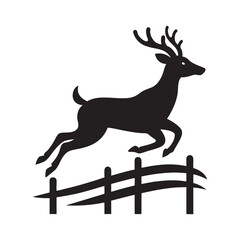 Fence jumping deer silhouette