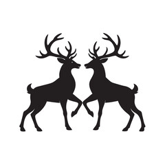 Deer antler fight silhouette