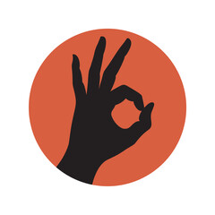 Obraz premium Silhouette Of A Hand Forming An Ok Sign