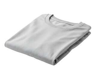 Folded cotton t-shirt, isolated on a transparent background, soft even lighting, slight top-front perspective, studio photography style.