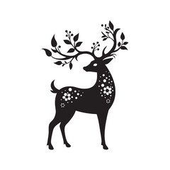 Boho floral antler deer silhouette
