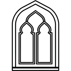 Black outline shows a window design with a distinct Islamic architectural shape