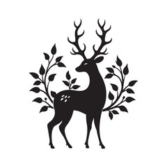 Decorative floral deer silhouette