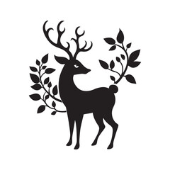 Elegant floral deer silhouette