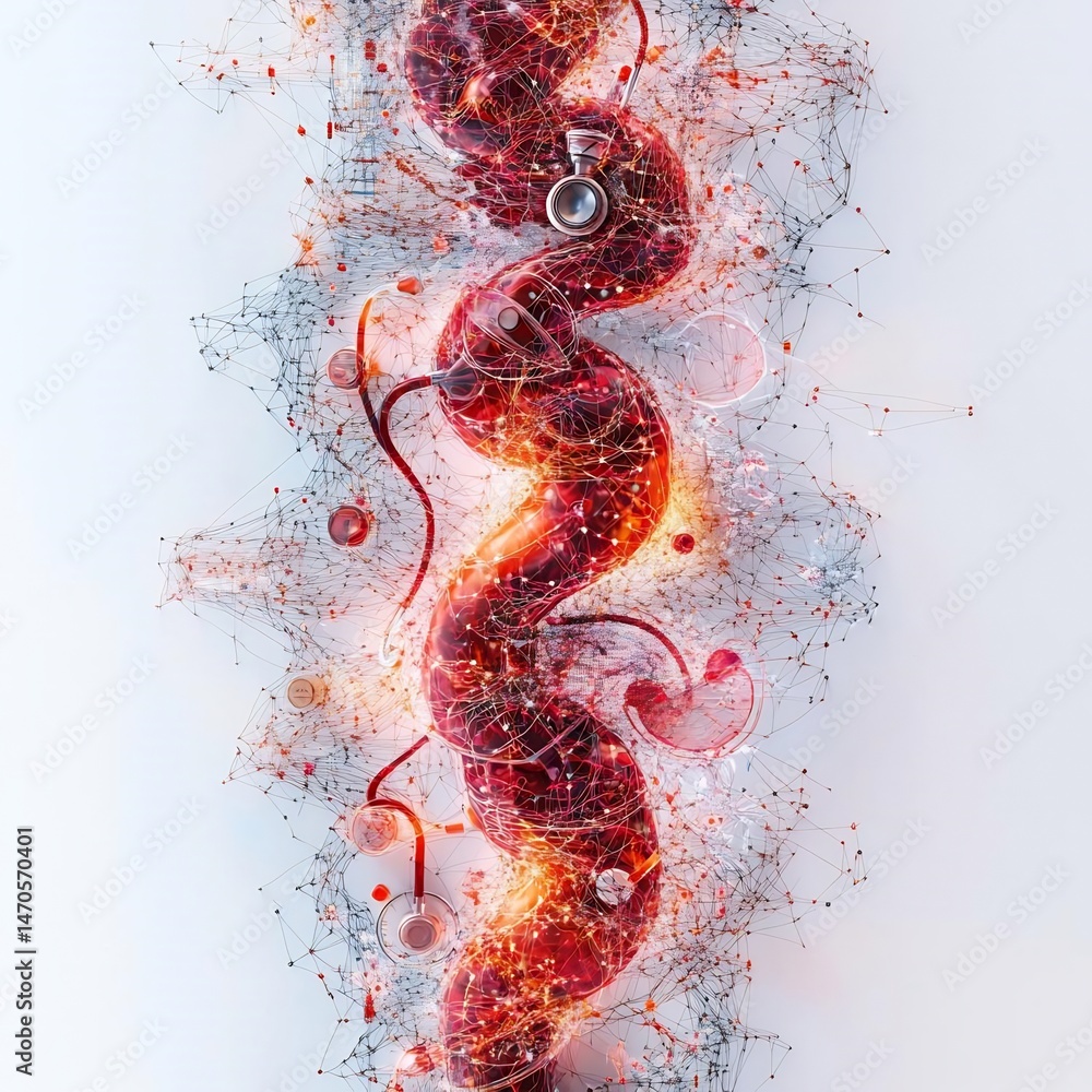 Poster complex visual representation of intertwining connections with ethereal qualities