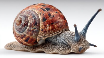 A snail slowly moving, captured in its natural habitat, isolated on background