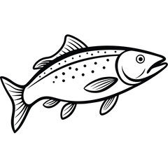 Outline drawing depicts a sleek fish with distinct spots and flowing fins