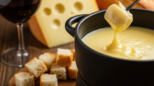 Cheese fondue recipe delicious swiss fondue with wine and bread cubes for dipping appetizer or dessert