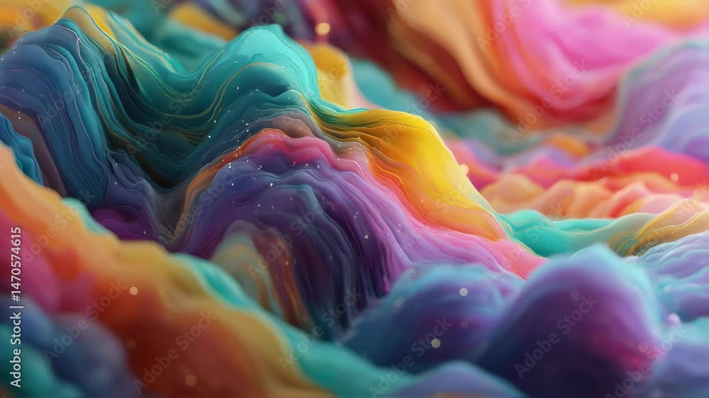 Poster abstract multicolored wavy pattern with sparkles. modern digital art background for creative project