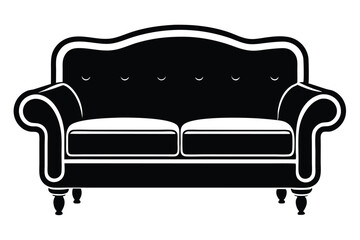 Vintage black sofa design with rounded armrests and simple curved lines presents modern elegance