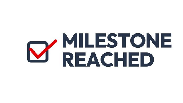 A hand ticking the box red, 4k footage with milestone reached typography