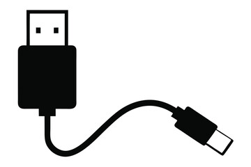 Black USB Type A is connected via cable to a USB Type C